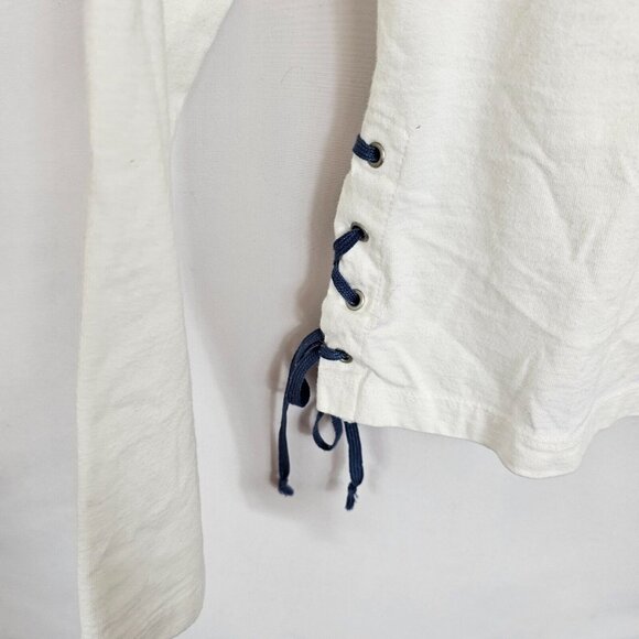 Tommy Girl Jeans Women's White Blue Top Shirt M Y2K Corset Punk Skater Rocker - Picture 11 of 16